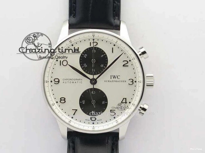 MIROTIME 0425 Portuguese IW545407 Black Dial ZF 1:1 Best Edition On Dark Blue Leather Strap DailyWear 7337